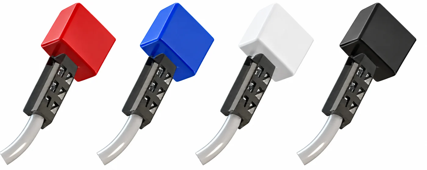 Quatre sondes de température de surface : rouge, bleue, blanche et noire